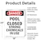 Signmission Portrait Pool Closed Strong Chemicals In Use Danger Sign, Plastic, 18in W x 24in L, 2PK OS-2PACK-DS-P-1824-V-1625 - alternate 6